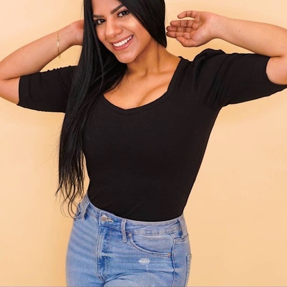 ☃️BOGO50%☃️ 🆕🩶MITTOSHOP: GREY Sweetheart Neckline Puff Sleeve Top MEDIUM - Picture 5 of 6